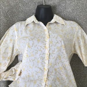 Yellow Floral Print Button Down